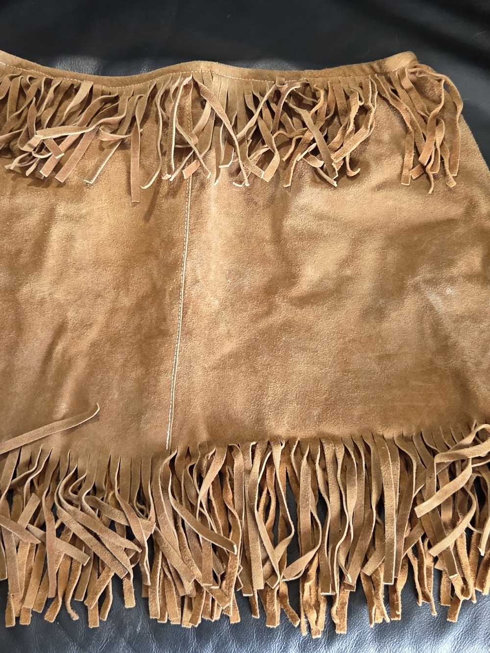 Vintage Suede Mini Skirt in Warm Brown